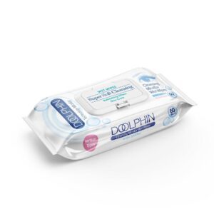 دستمال مرطوب پاک کننده آرایش دلفین بسته 60 عددی