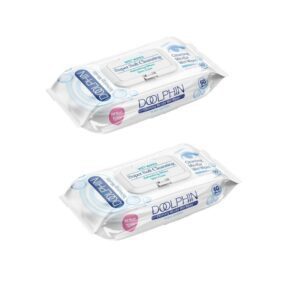 دستمال مرطوب پاک کننده آرایش دلفین دو بسته 60 عددی