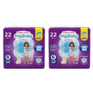 پوشک شورتی مای بیبی مدل کانال دار سایز 6 دو بسته 22 عددی